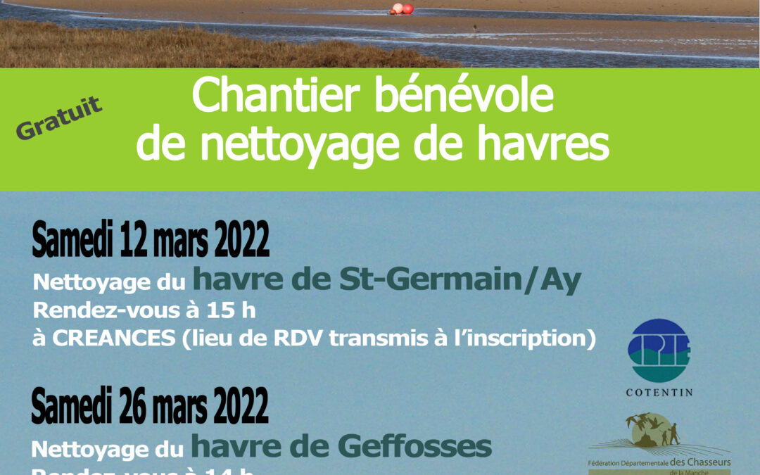 Chantiers bénévoles de nettoyage des havres Samedi 26 mars 2022 à 14h  au havre de Geffosses