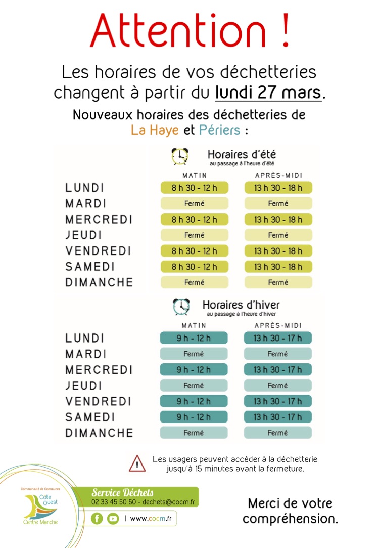 Flyer modification horaire-perires Horaires déchetterie