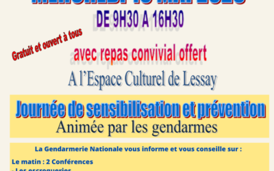 Gendarmerie : Journée de prévention séniors – Mercredi 10 Mai de 9h30 à 16h30 à l’espace culturel de Lessay