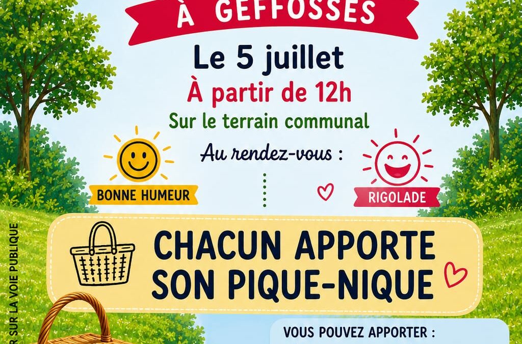 PIQUE-NIQUE GÉANT Le 5 juillet À partir de 12h à Geffosses